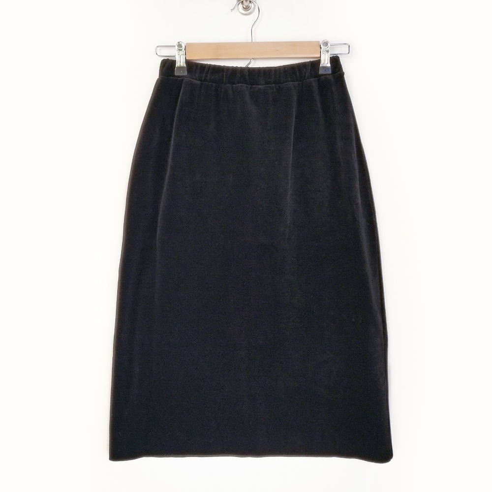 ✨VINTAGE✨ Black Velvet High Waisted Pencil Skirt